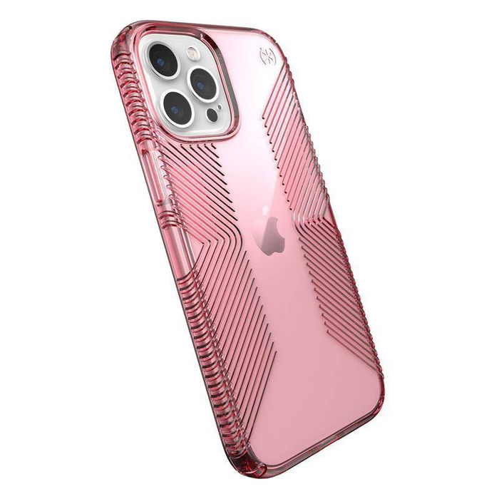 Speck Presidio Perfect-Clear con impugnature - Cover iPhone 12 12 Pro con rivestimento MICROBAN (Vintage Rose)