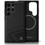Etui Mercedes Leather Horizontal Debossed Curves MagSafe do Samsung Galaxy S25 Ultra czarny