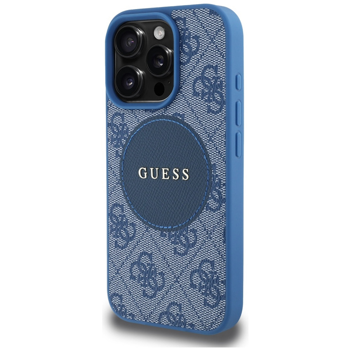 Etui Guess 4G Circle Classic Logo        MagSafe do iPhone 16 Pro Max niebieski