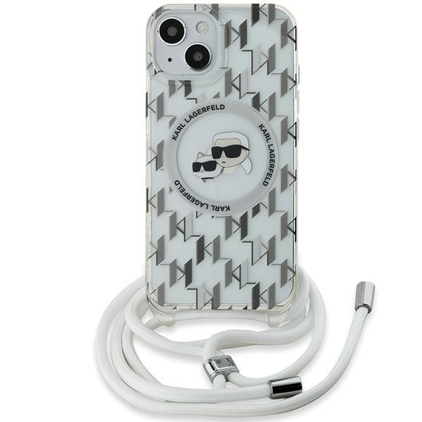 Etui Karl Lagerfeld KLHMP15SHCKCKLCT iPhone 15 / 14 / 13 6.1" transparent hardcase IML Crossbody Monogram Karl & Choupette Head MagSafe