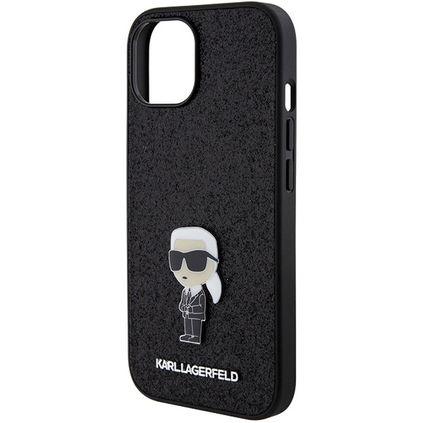 Karl Lagerfeld KLHCP15SGKNPSK iPhone 15 6.1" schwarz/schwarz hartcase Fest Glitter Ikonik Logo Metall Pin