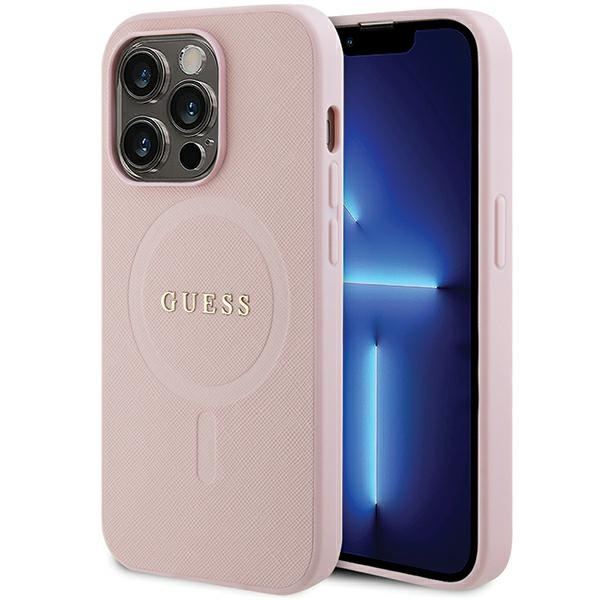 Case Guess GUHMP13XPSAHMCP iPhone 13 Pro Max 6.7" pink/pink hardcase Saffiano MagSafe Case