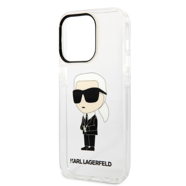 Pouzdro Karl Lagerfeld iPhone 14 Pro Max 6,7" průhledný pevnýcase Ikonik Karl Lagerfeld