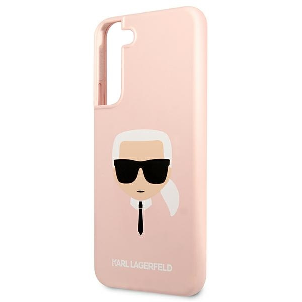 Cover KARL LAGERFELD Custodia rigida rosa per Samsung Galaxy S22 Plus in silicone con testa di Karl