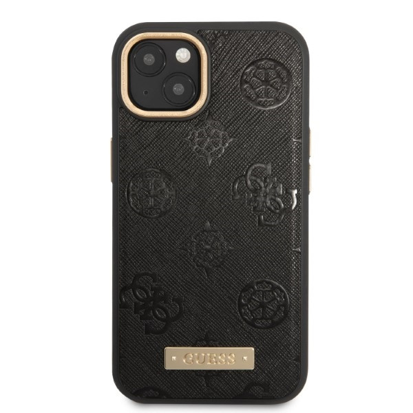 Puzdro Guess iPhone 13 6,1" čierna/čierna tvrdácase Peony Logo Plate MagSafe
