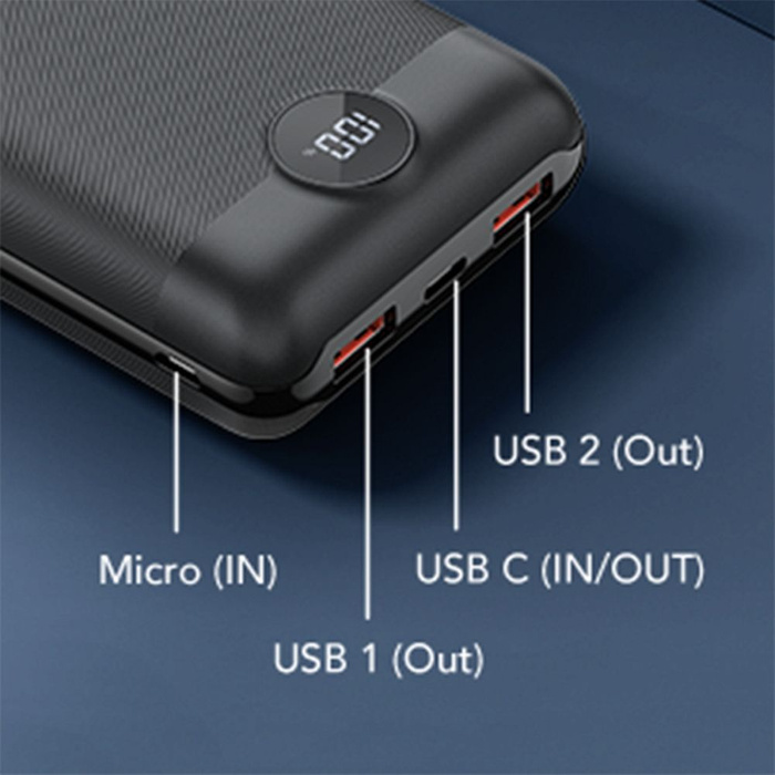 Powerbank Veger S20 (W2053) PD QC3.0 2A 22,5W 20000 mAh czarny
