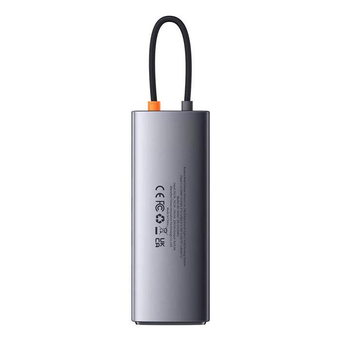 Station d&#39;accueil Baseus Metal Gleam Series HUB 9 en 1 USB Type C - 2 x HDMI / 2 x USB 3.2 Gen. 1/1 x USB 2.0 / 1 x Power Delivery / 1 x lecteur de carte SD / 1 x lecteur de carte TF / 1 x RJ-45 gris (WKWG060013)