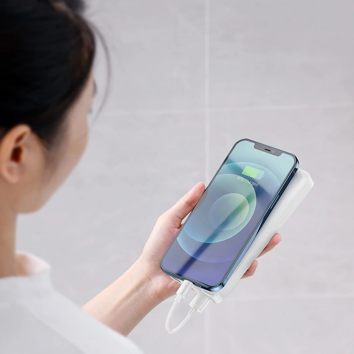 Baseus Bipow Fast Charging Power Bank 10000mAh 20W weiß (Overseas Edition) + USB-A - Micro USB Kabel 0,25m weiß (PPBD050502)