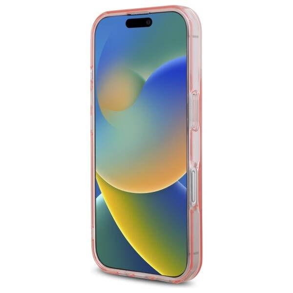 Etui Guess iPhone 16 różowy/pink hardcase IML Glitter Circle MagSafe