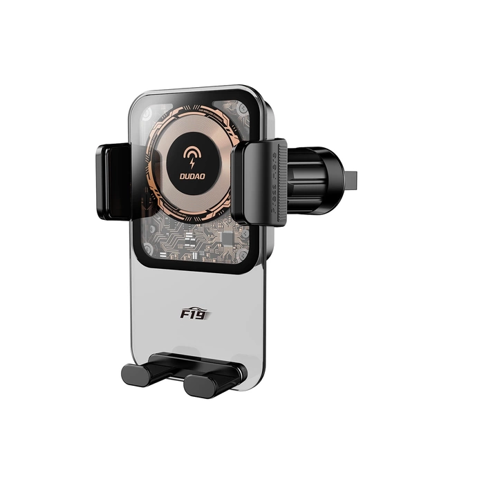Support voiture à pince Dudao F19 avec chargeur inductif 15W - noir