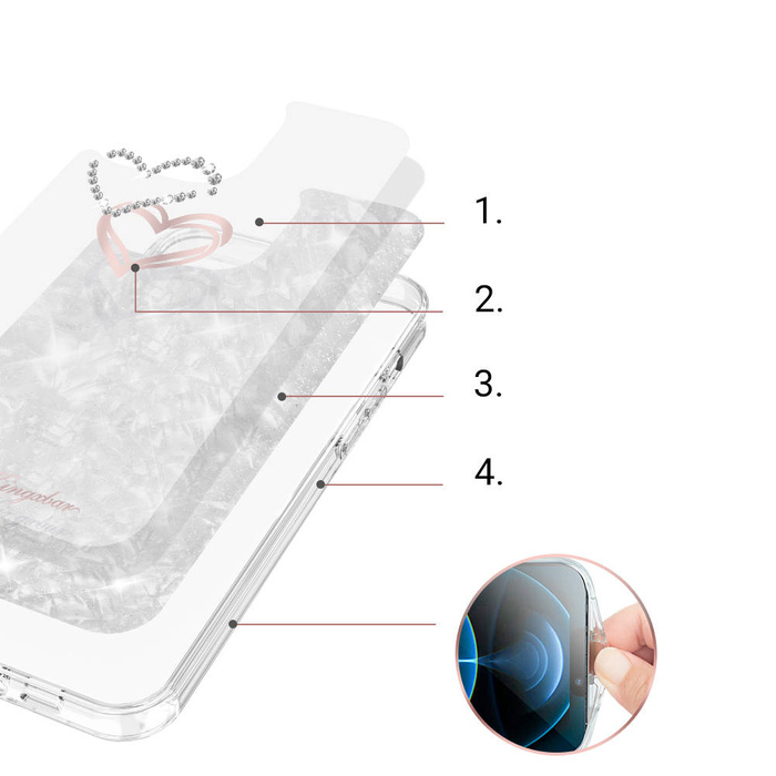 Coque Kingxbar Epoxy Series avec cristaux Swarovski originaux iPhone 13 Pro blanc