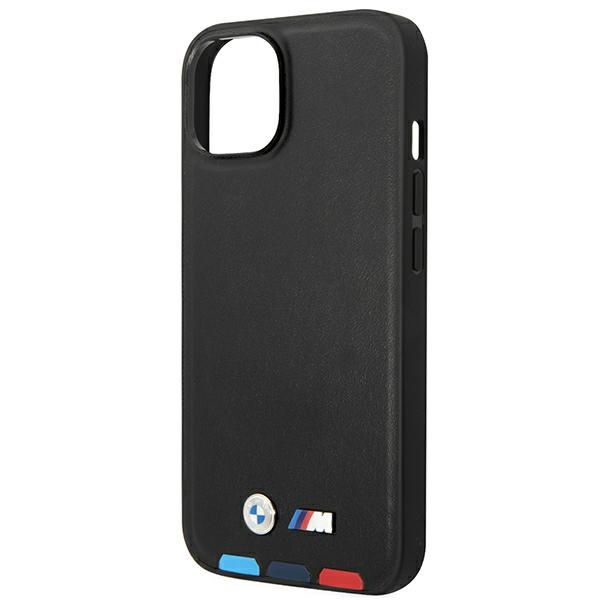 Hülle BMW BMHCP14M22PTDK iPhone 14 Plus 6,7" schwarz/schwarz Leder Stempel Tricolor