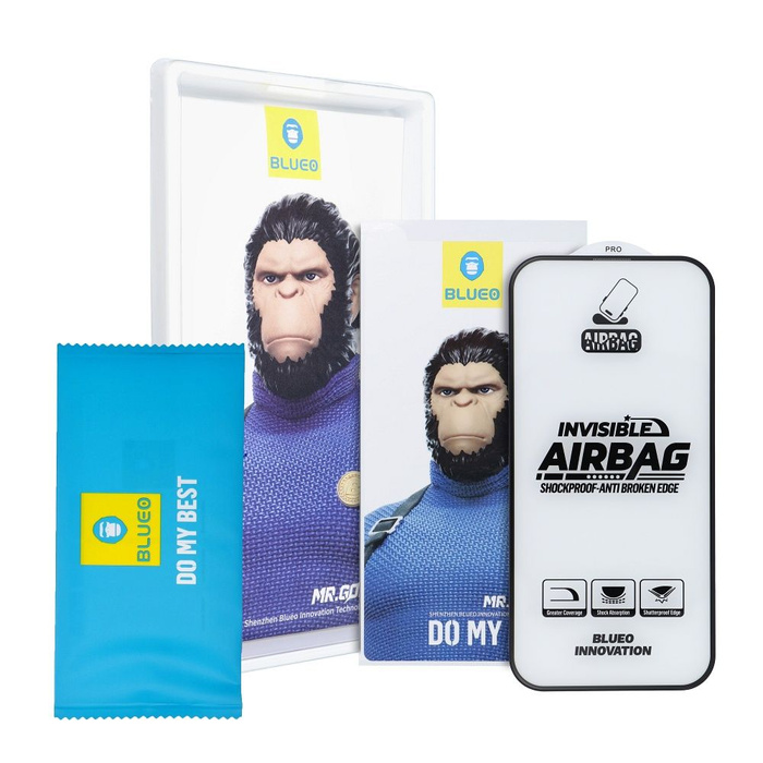 Szkło Hartowane 5D Mr. Monkey Glass - Apple iPhone 16 czarny (Airbag Anti-broken)