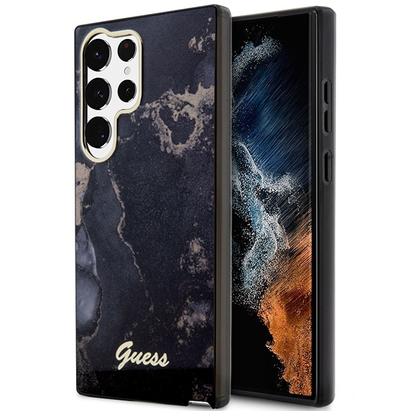 Coque Guess Guhcs23lhtmrsk S23 Ultra S918 Black/Black Hardcase Golden Marble Collection Case