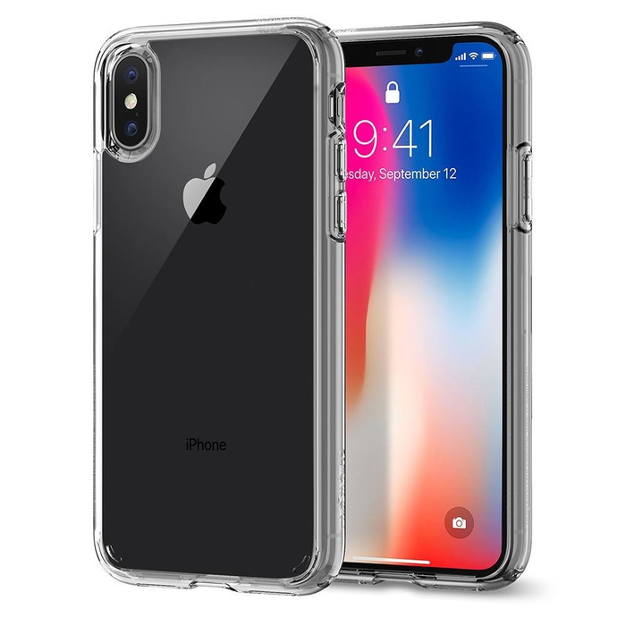 Telefontok SPIGEN Ultra hibrid Apple iPhone X Xs Clear Clear + 3MK Case Glass