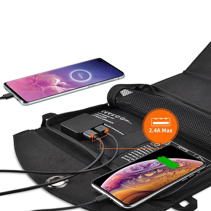 Choetech Caricabatterie solare pieghevole 19W 2x USB 2,4A nero (SC001)