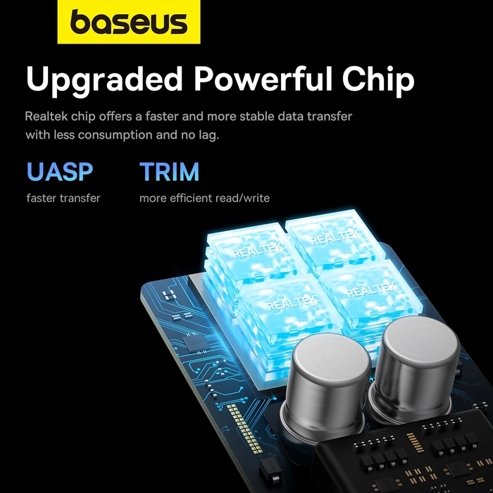 Baseus FlyJoy Series M.2 NVMe / M.2 SATA 10 Gb/s SSD-Schacht – Grau