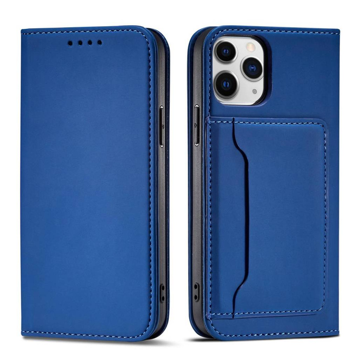 Pouzdro na magnetické karty pro iPhone 12 Pro Max Pouch Card Wallet Card Holder Card Holder Blue
