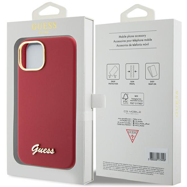 Etui Guess GUHCP15SSMBSLM iPhone 15 6.1" magenta hardcase Silicone Script Metal Logo & Frame Case