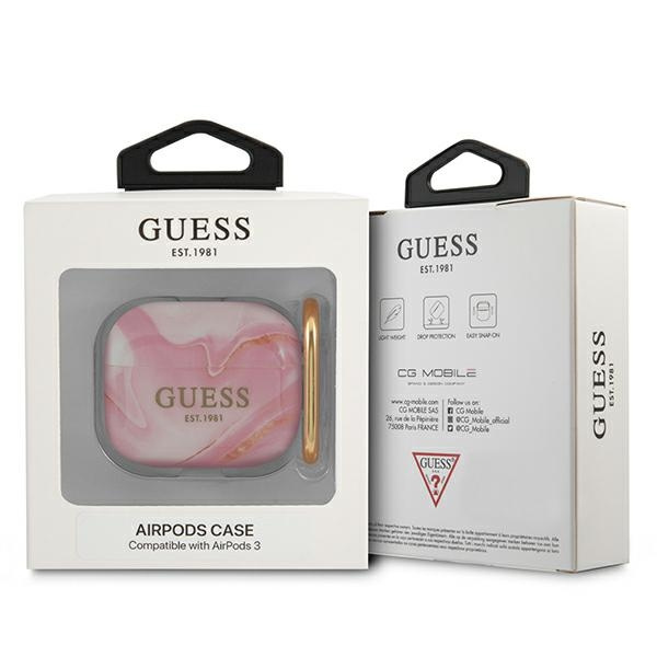  GUESS  Estuche de los AirPods 3 Marble Collection Rosa