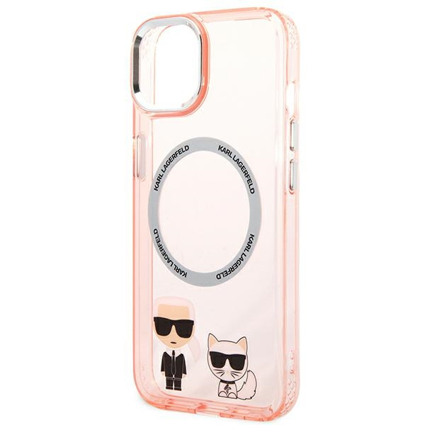 Karl Lagerfeld KLHMP14SHKCP iPhone 14 6.1" hardcase pink/pink Karl & Choupette Aluminum MagSafe