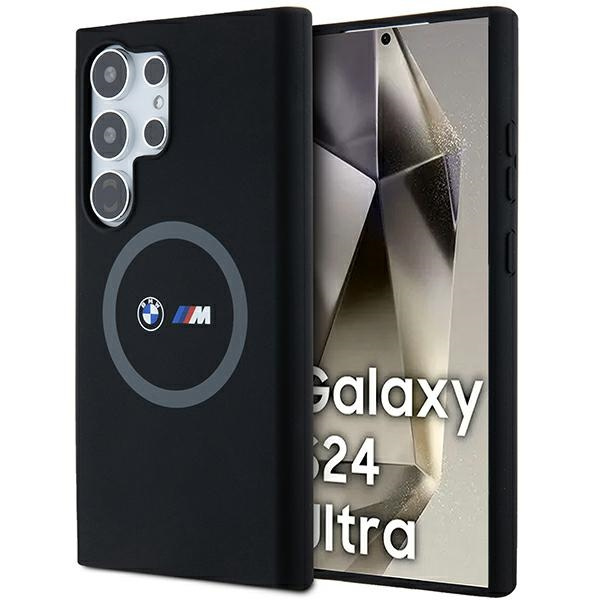 Funda BMW BMHMS24L23SROK S24 Ultra S928 negro/negro durocase M Silicone Printed Ring MagSafe Case