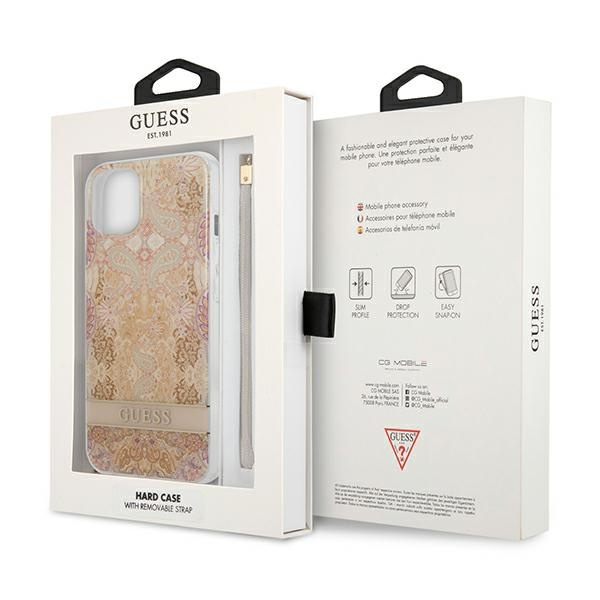 Case GUESS Apple iPhone 13 Mini Flower Strap Gold Hardcase