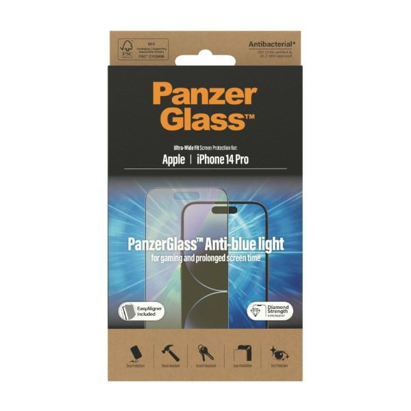 PanzerGlass Ultra-Wide Fit iPhone 14 Pro 6.1" Bildschirmschutz Antibakteriell Easy Aligner Inklusive Anti-Blaulicht 2792