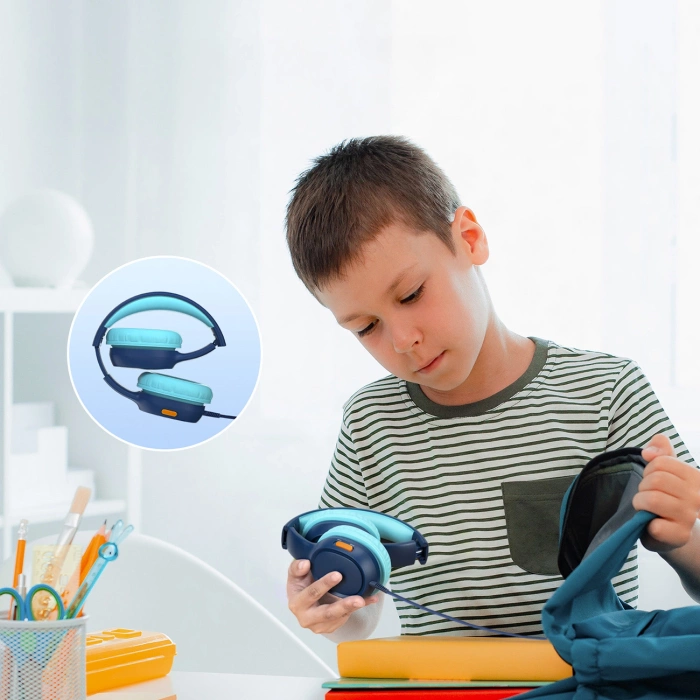 Tronsmart KH01 Wired Headphones for Kids, Safe - Blue