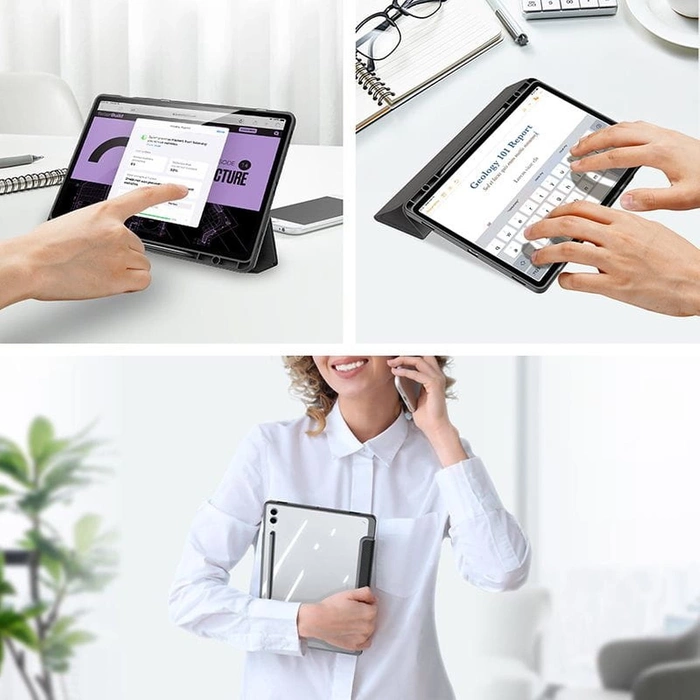 Custodia Dux Ducis Toby con supporto a ribalta per Samsung Galaxy Tab S9 FE - nera