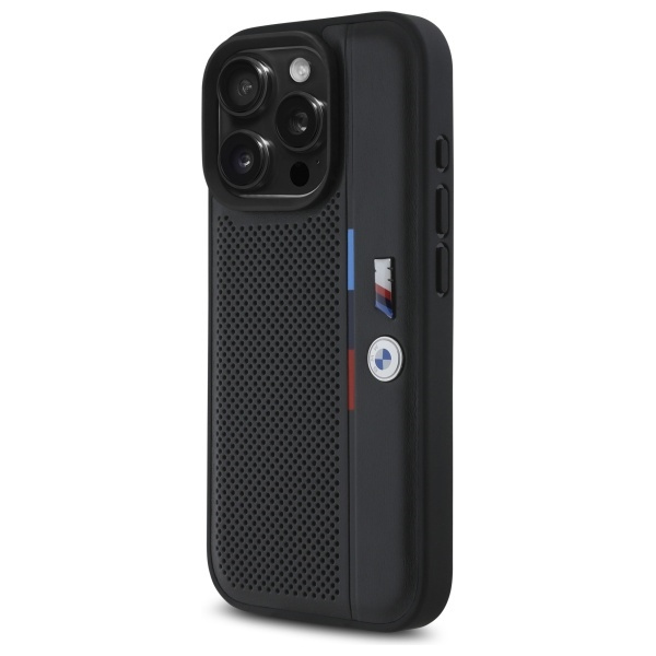 Coque BMW iPhone 16 Pro Max 6.9" noir/noircase M Perforated Tricolor Detail Line