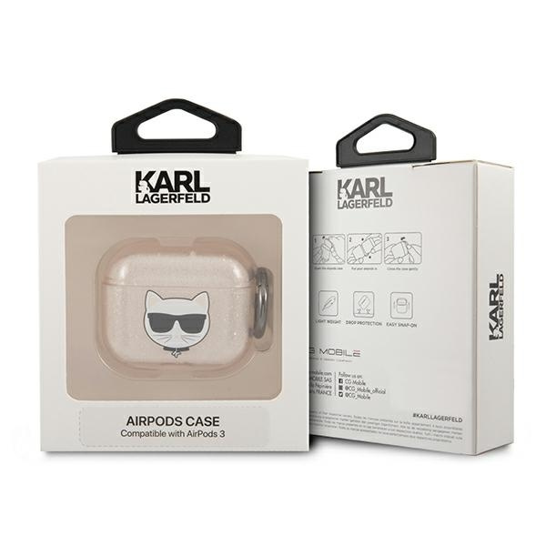  KARL LAGERFELD  Estuche de los AirPods 3 Glitter Choupette Gold