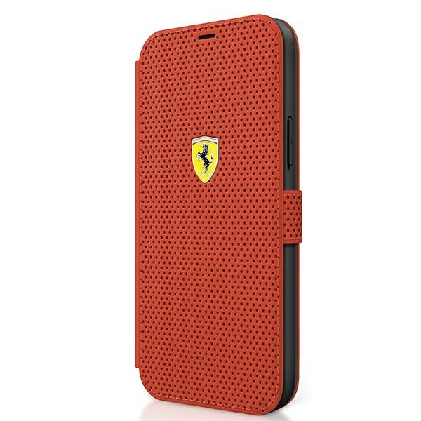 Coque FERRARI Apple iPhone 12 Mini Book On Track Perforé FESPEFLBKP12SRE Mallette rouge