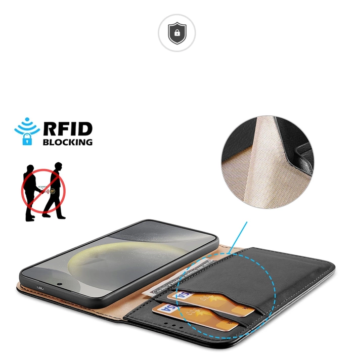 Etui Dux Ducis HIVo avec rabat et bloqueur RFID pour Samsung Galaxy S24+ - noir