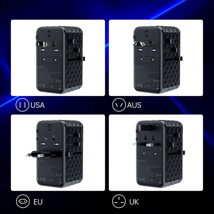 Choetech PD6028 EU / US / AUS / UK Reiseadapter 2x USB-C 2x USB-A 100W - Schwarz