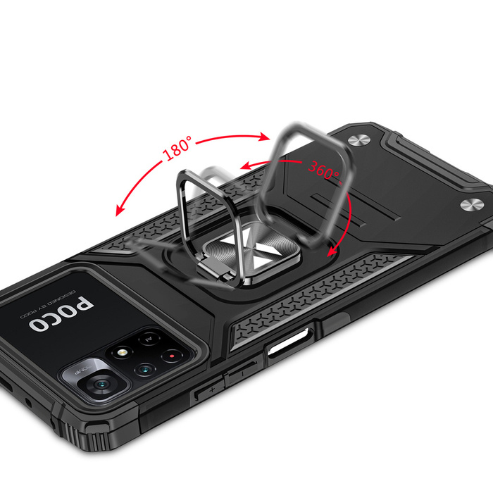 Wozinsky Ring Armor Tough Hybrid Case Cover + magnetický držák Mi Poco M4 Pro 5G / Redmi Note 11 5G (Čína) / Redmi Note 11T 5G / Redmi Note 11S 5G černá