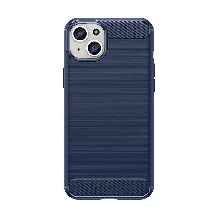 Coque souple motif carbone pour iPhone 15 Plus Carbon Case - bleu