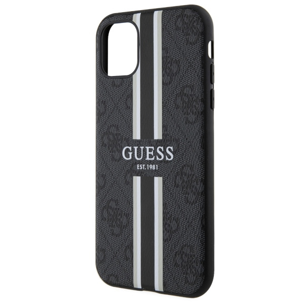 Cover Guess GUHMN61P4RPSK iPhone 11 / Xr nero/nero durocase 4G Strisce stampate MagSafe Case
