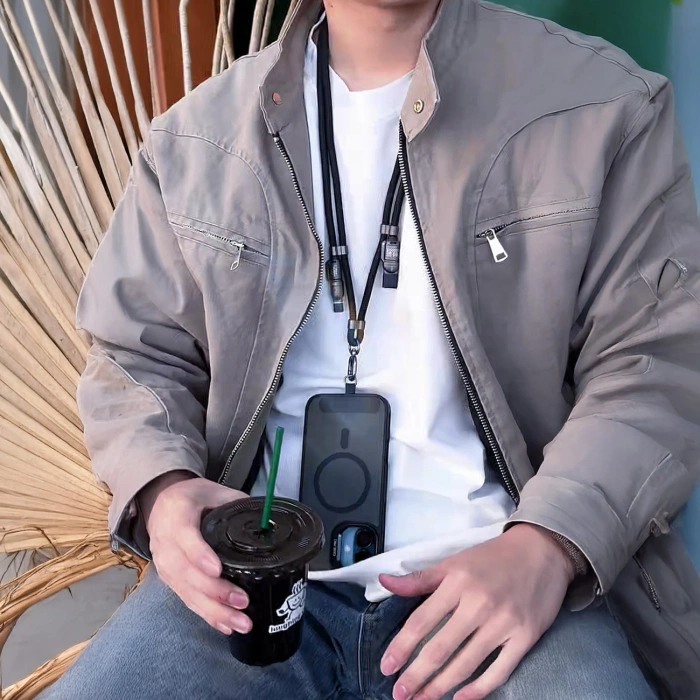 Dudao L20MAX 4in1 Kabel / Lanyard USB-A / USB-C / Lightning PD QC 65W 1.5m - Schwarz