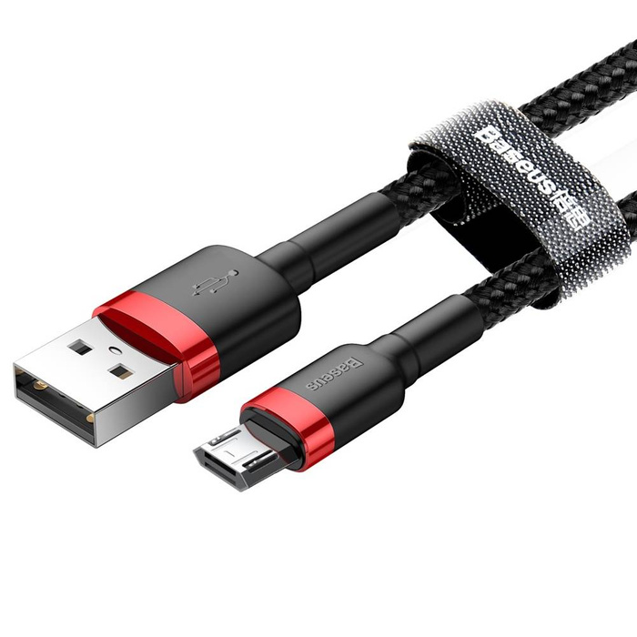 Cavo Baseus Cafule Cavo in nylon resistente USB / micro USB QC3.0 2.4A 1M nero-rosso (CAMKLF-B91)