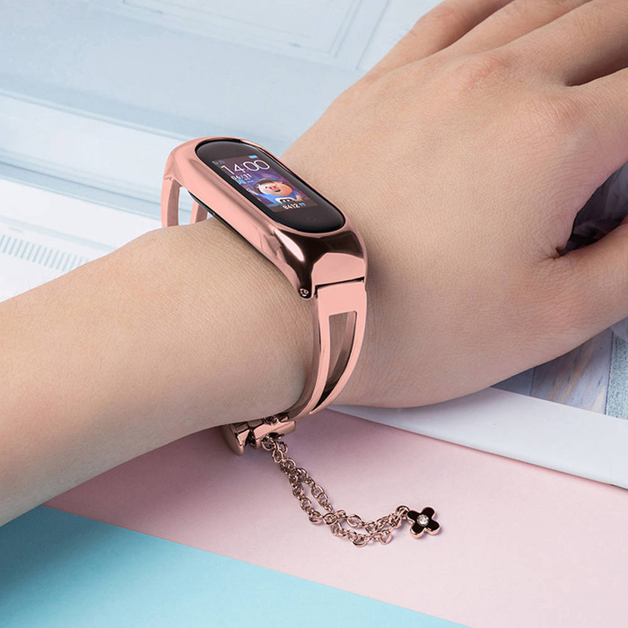 Remplacement de la chaîne du bracelet métallique bracelet pour Xiaomi Mi Band 6 / 5 / 4 / 3 rose