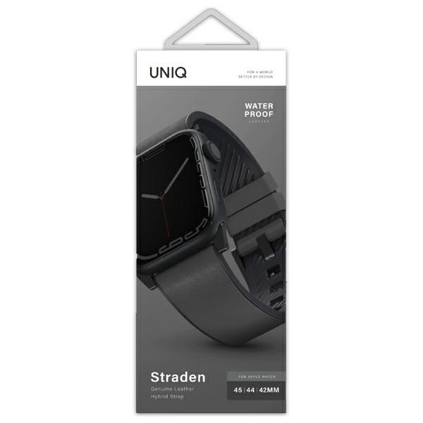 Uniq Straden Apple Watch Series 4/5/6/7 / SE 42/44 / 45mm strap. Leather Hybrid Strap gray / gray