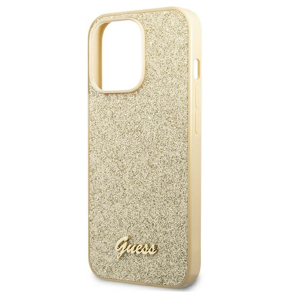 Hülle Guess iPhone 14 Pro 6.1" gold/gold hart case Glitter Schrift
