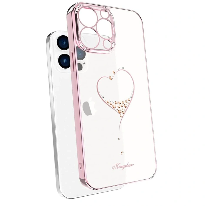 Kingxbar Wish Series etui ozdobione oryginalnymi Kryształami Swarovskiego iPhone 13 różowy