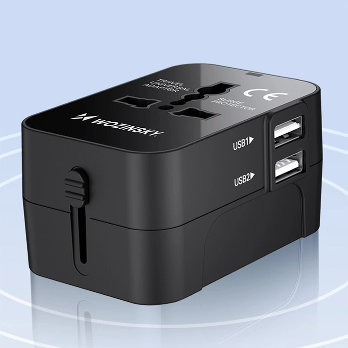 Wozinsky WUTWC travel adapter universal 24W EU / US / AUS / UK / 2x USB-A - black