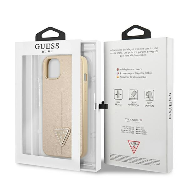 Guess GUHCP14SPSATLE iPhone 14 6.1" beige/beige hardcase SaffianoTriangle Logo