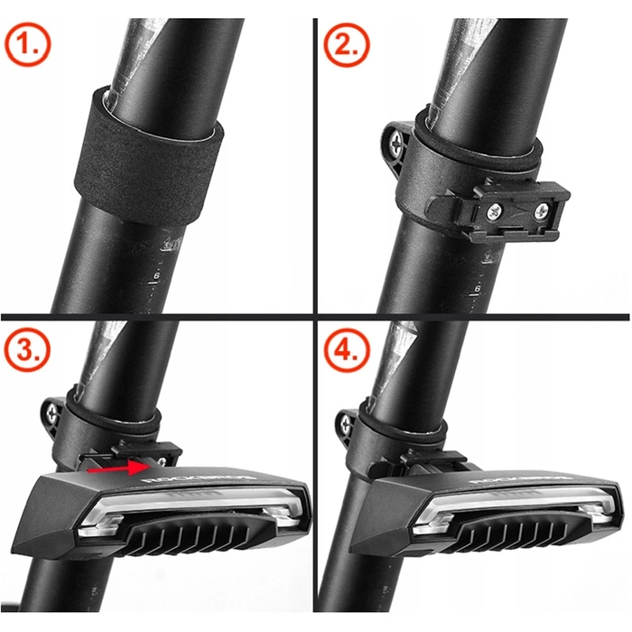 Rockbros LKWD-R1 Fahrradrücklicht mit Laser und Fernbedienung + Micro-USB-Kabel – USB-A – Schwarz