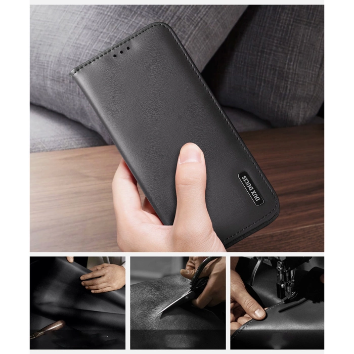 Dux Ducis Hivo Samsung Galaxy S25 Edge Hülle mit Klappdeckel und RFID-Schutz - Schwarz