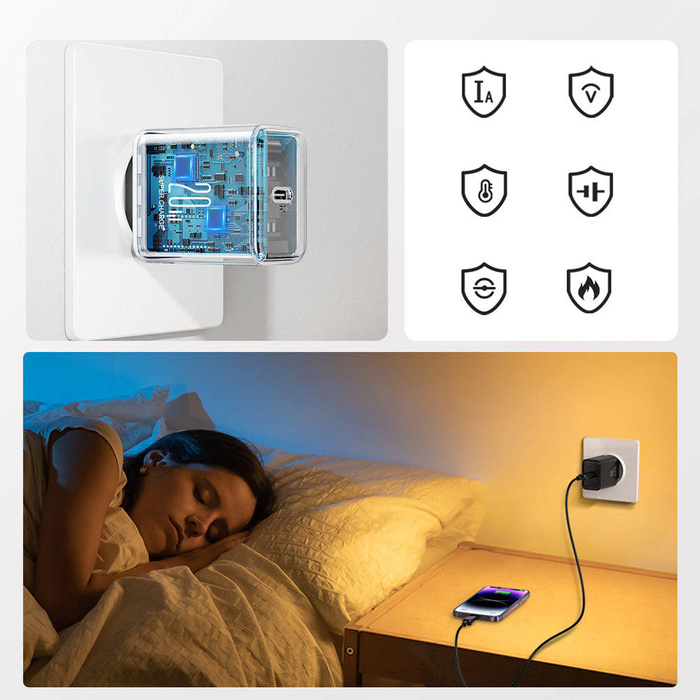 USB C Charger 20W PD Joyroom JR-TCF06 with USB C Cable - Lightning | black