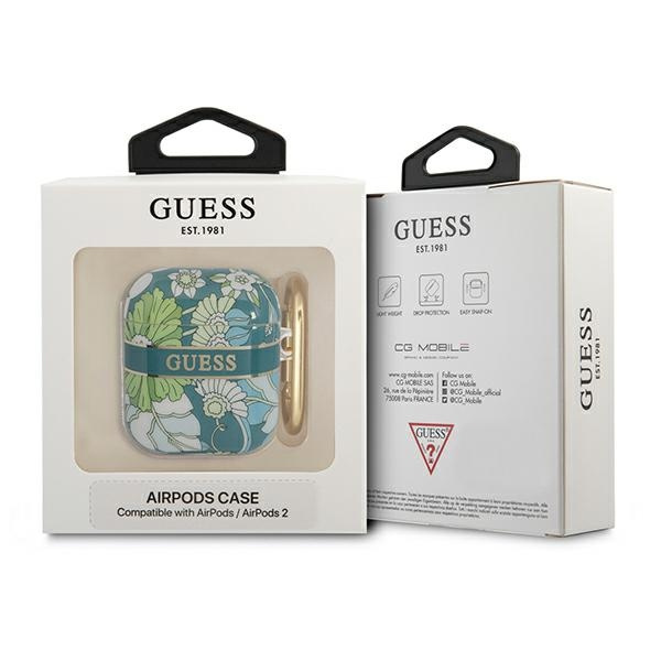 Case GUESS Apple AirPods Cover Flower Strap Collection Green Case